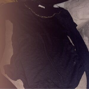 Navy blue Long Sleeve Top with Chain Detail